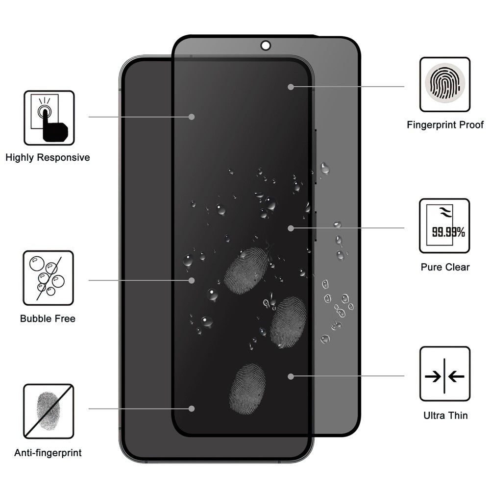 Samsung Galaxy S25 Ultra Härdat Glas Film 2.5D Arc Edge Anti-spion (Fingeravtryckslåsning)