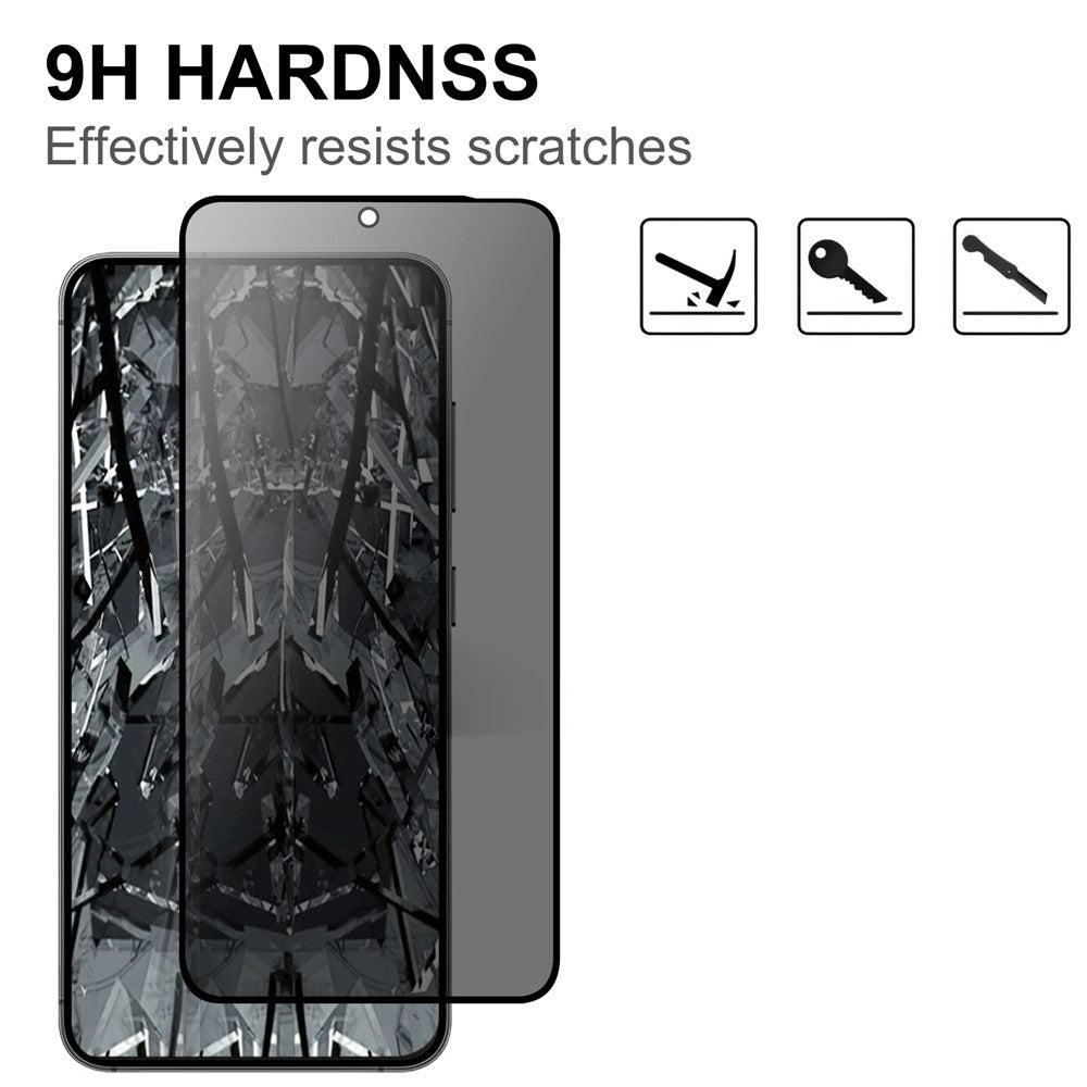 For Samsung Galaxy S25+ Tempered Glass Film 2.5D Arc Edge Anti-spy (Fingerprint Unlock)