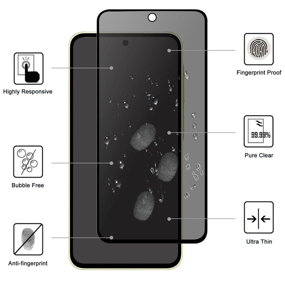 For Samsung Galaxy A54 5G Hærdet Glas Skærmbeskytter 2.5D Buet Kant Anti-Spion Film