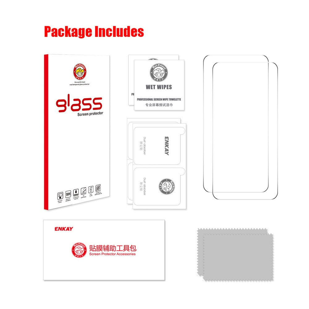 ENKAY HAT PRINCE For Xiaomi 15 2Pcs Screen Protector   Fingerprint Unlock 0.18mm High Aluminum-Silicon Glass