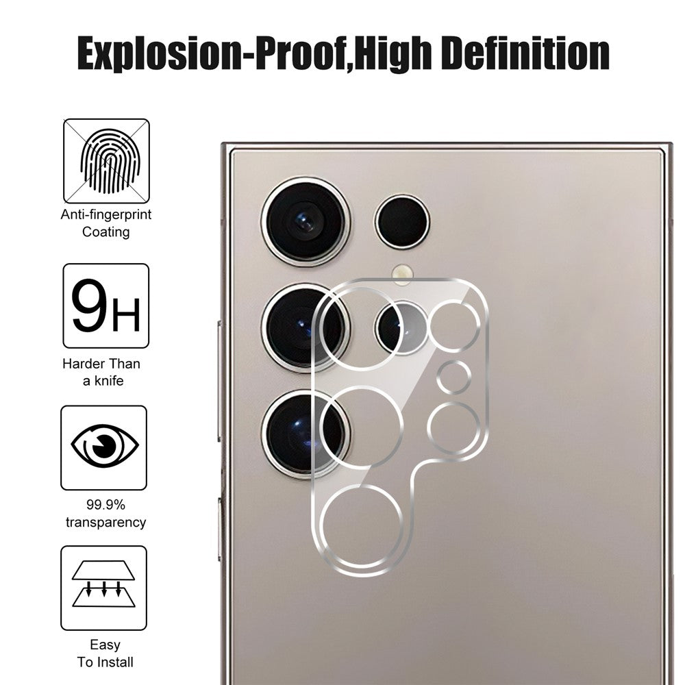 For Samsung Galaxy S25 Ultra Camera Lens Protector Arc Edge Clear Tempered Glass Film