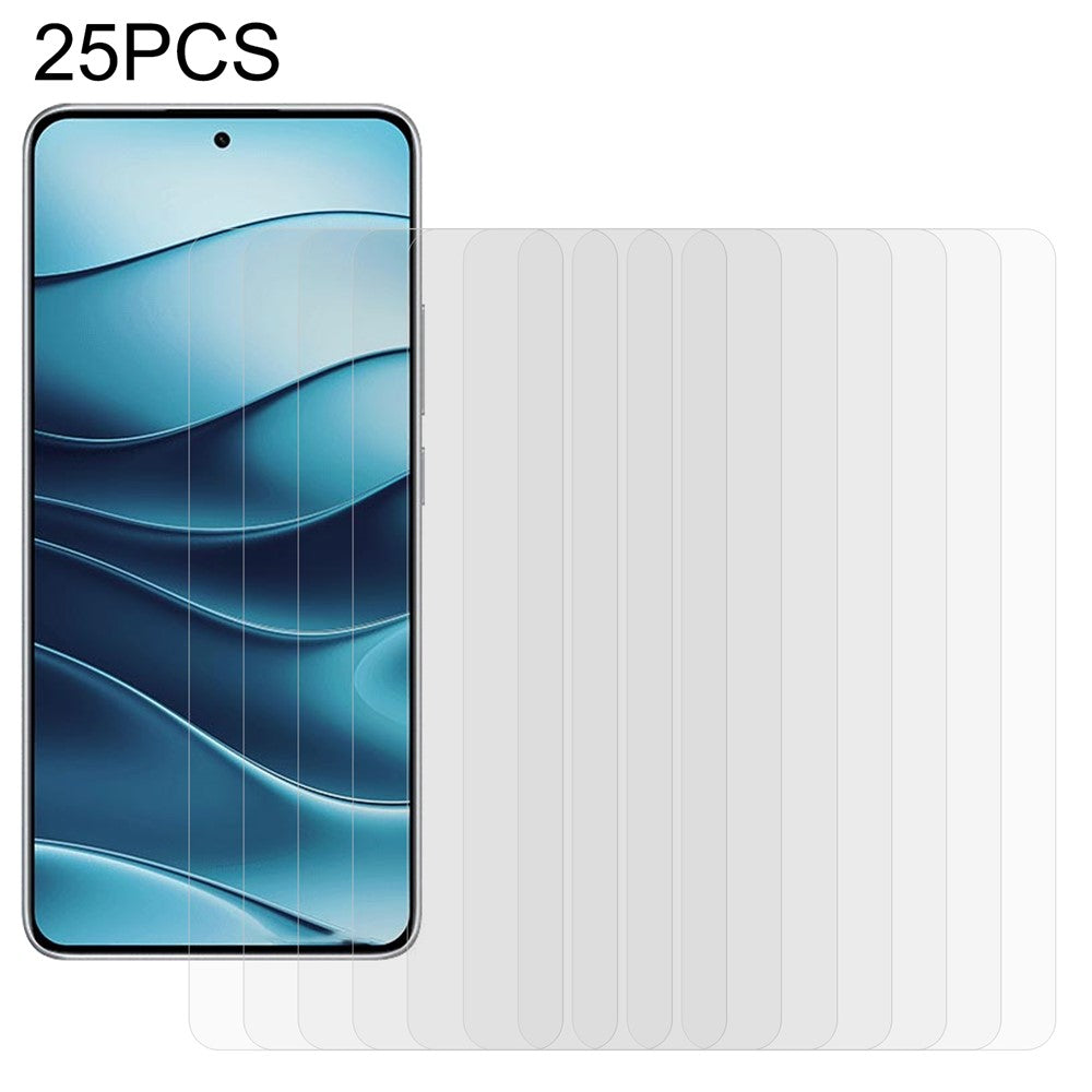 25Pcs For Xiaomi Redmi Note 14 5G / Note 14 4G (163.25mm) Tempered Glass Screen Protector High Definition (No Package, with Wipes Set, Dust-absorber, Guide Sticker)