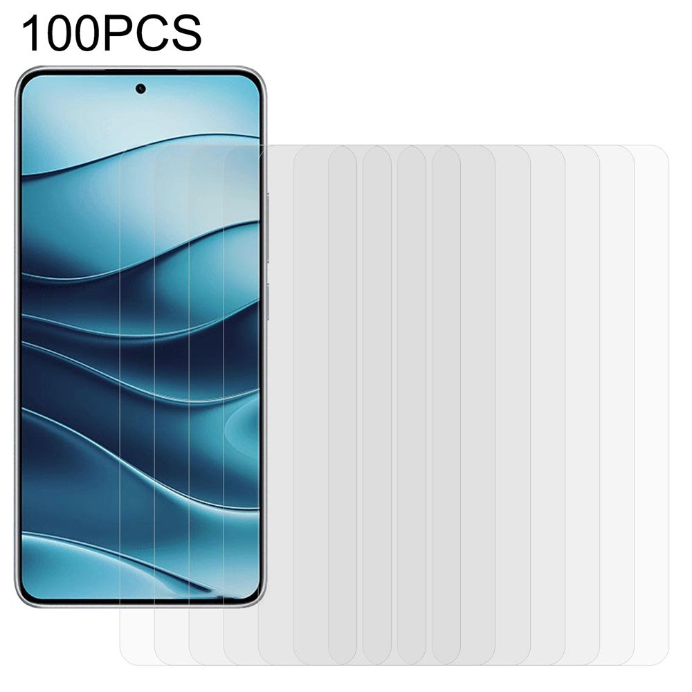 100Pcs For Xiaomi Redmi Note 14 5G / Note 14 4G (163.25mm) Screen Protector Anti-Scratch Tempered Glass Film (No Package, with Wipes Set, Dust-absorber, Guide Sticker)