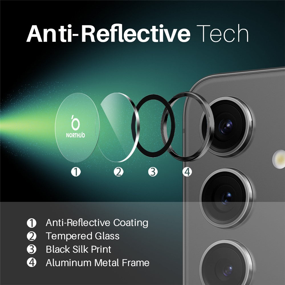 NORTHJO 1 Set For Samsung Galaxy S25 Tempered Glass Camera Lens Film CD Veins Metal Ring Lens Guard