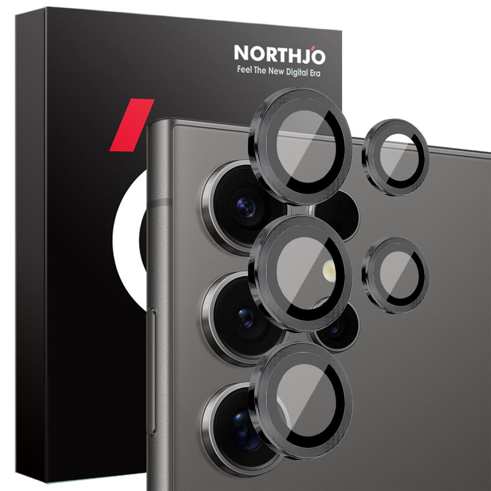 NORTHJO 1 Set For Samsung Galaxy S25 Ultra Tempered Glass Camera Lens Film CD Veins Metal Ring Lens Guard