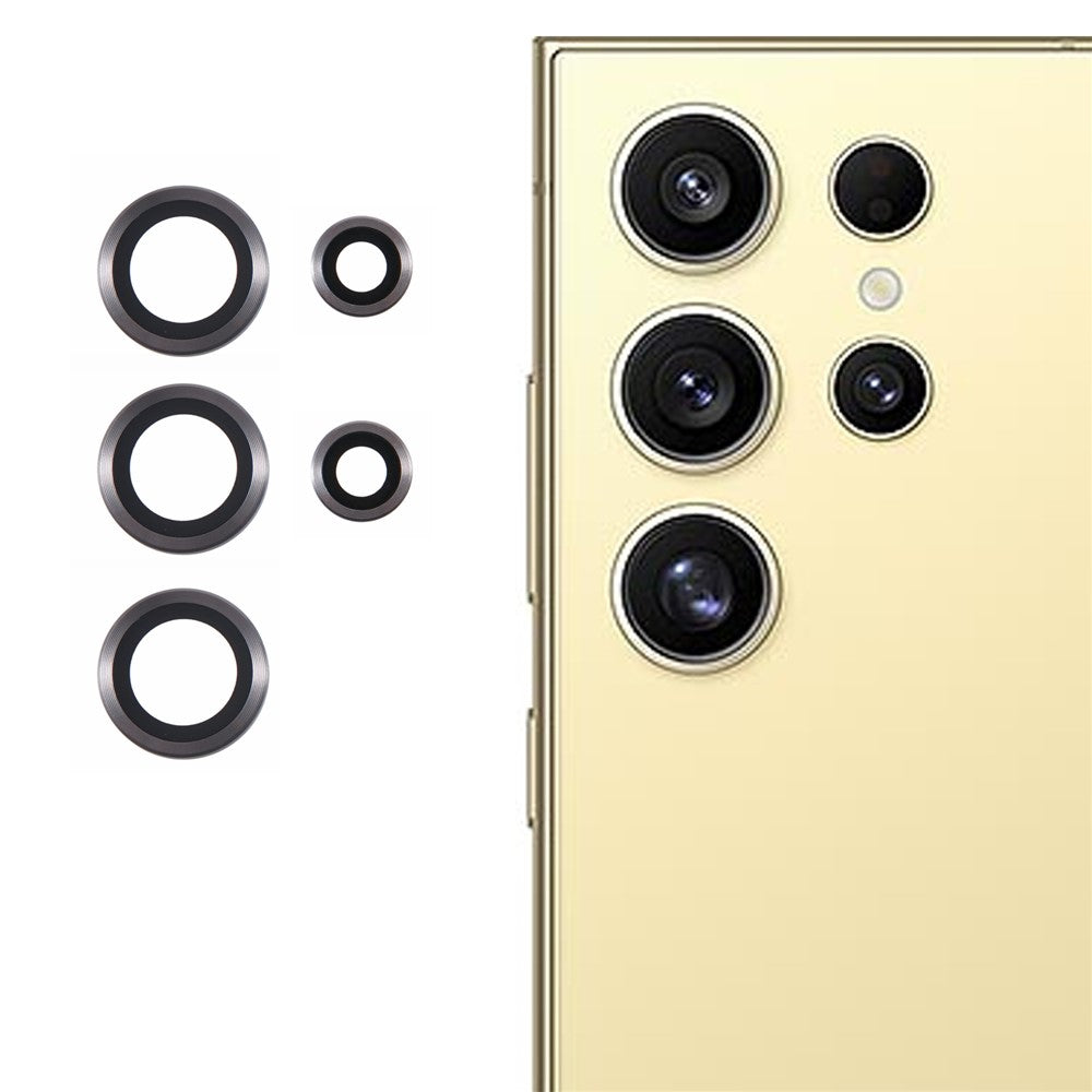 For Samsung Galaxy S25 Ultra Camera Lens Protector Set Electroplating Metal + Tempered Glass Individual Lens Film