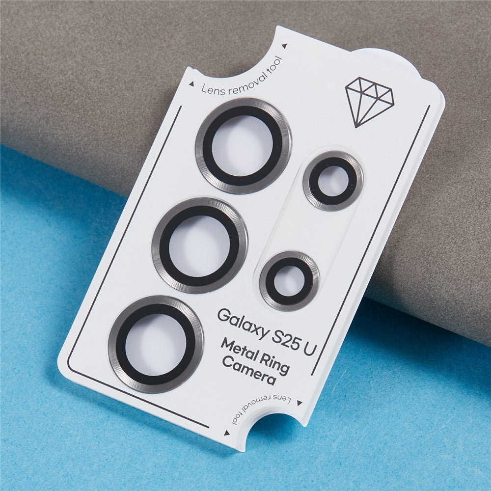 For Samsung Galaxy S25 Ultra Camera Lens Protector Set Electroplating Metal + Tempered Glass Individual Lens Film