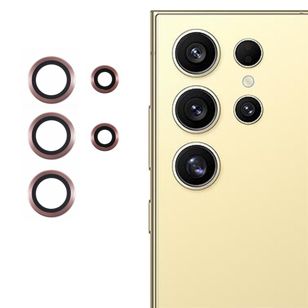 For Samsung Galaxy S25 Ultra Camera Lens Protector Set Electroplating Metal + Tempered Glass Individual Lens Film