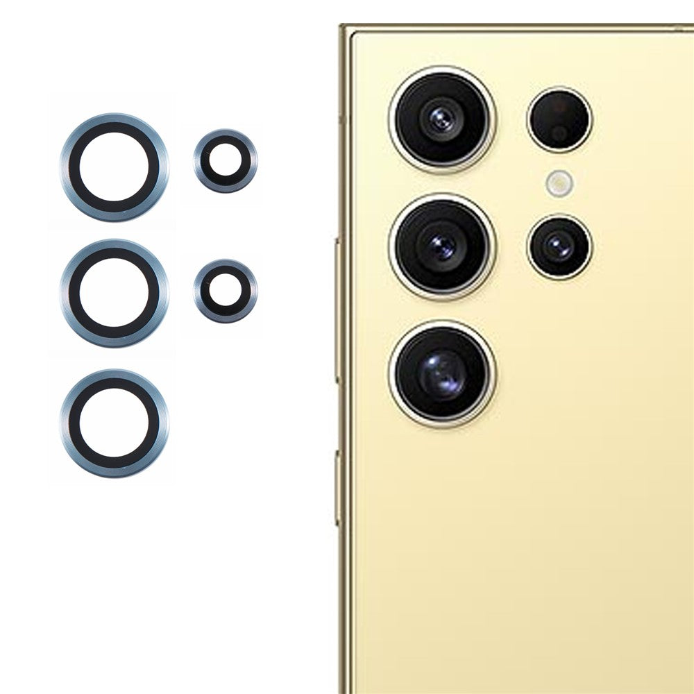 For Samsung Galaxy S25 Ultra Camera Lens Protector Set Electroplating Metal + Tempered Glass Individual Lens Film