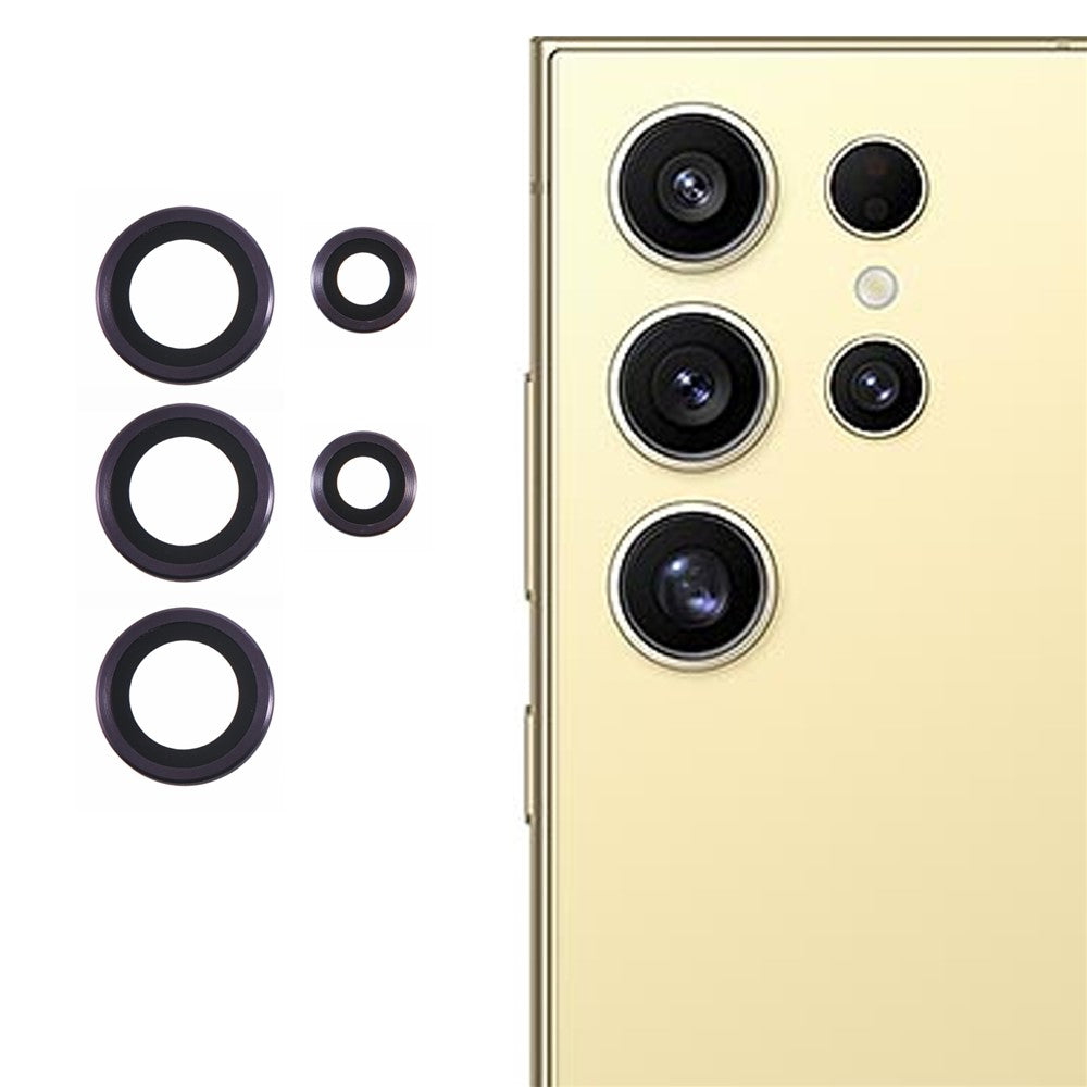 For Samsung Galaxy S25 Ultra Camera Lens Protector Set Electroplating Metal + Tempered Glass Individual Lens Film