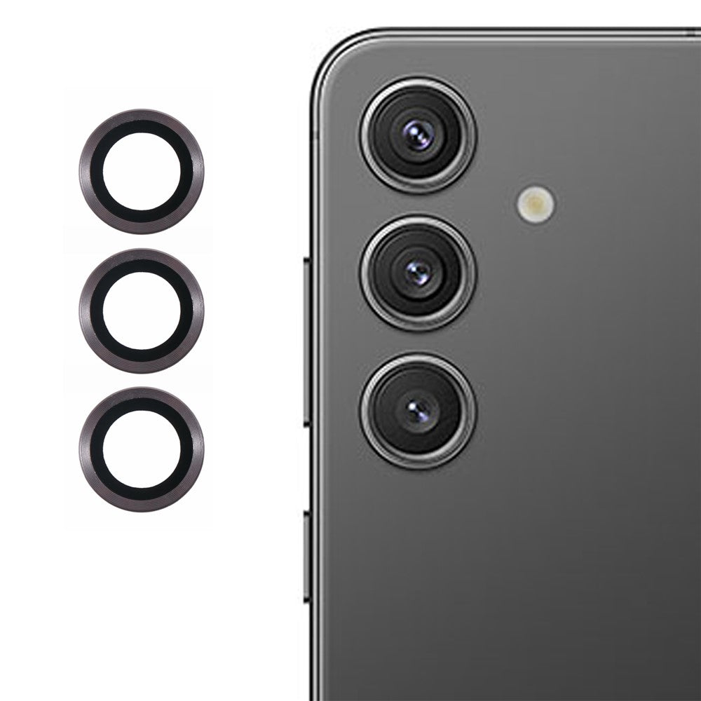 Samsung Galaxy S25 Kameralinsskyddsset Galvaniserad Metall + Härdat Glas Individuell Linsfilm