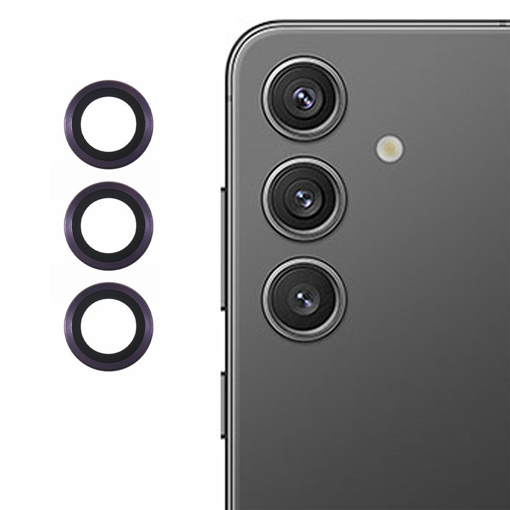 Samsung Galaxy S25 Kameralinsskyddsset Galvaniserad Metall + Härdat Glas Individuell Linsfilm