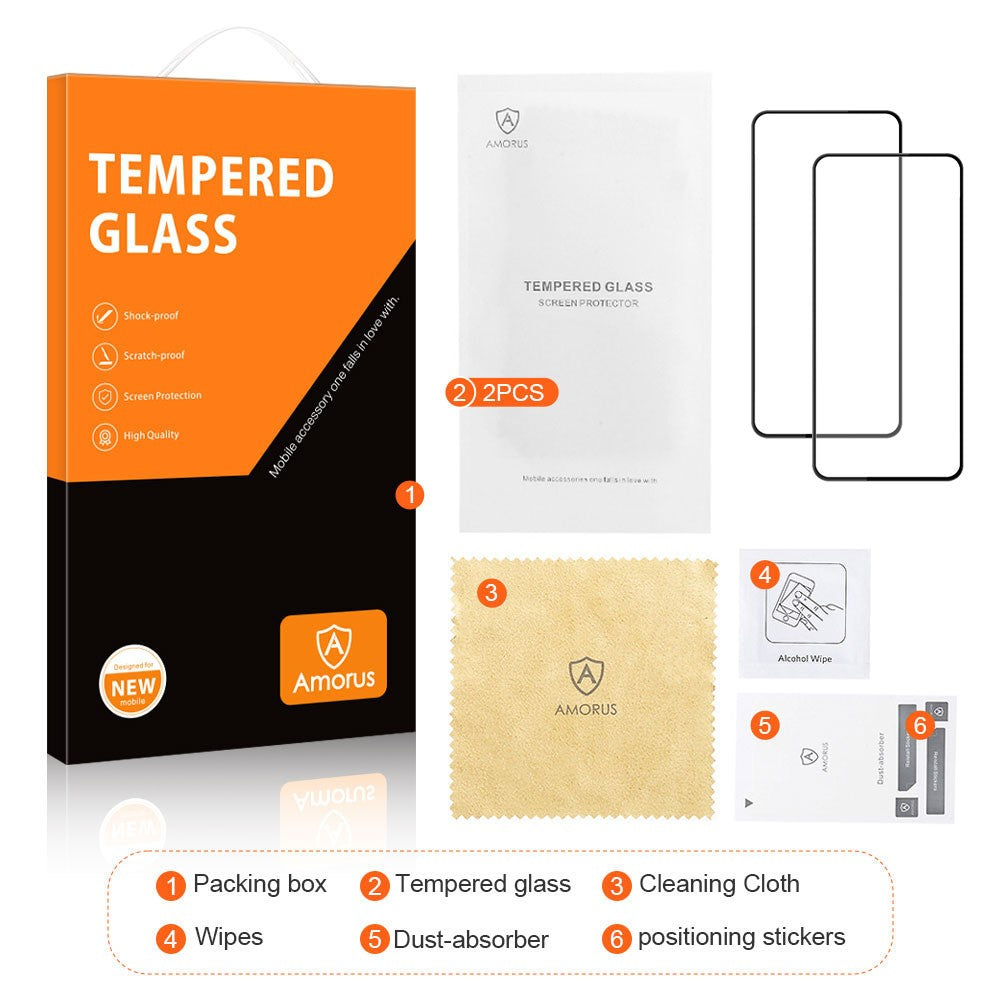 AMORUS 2Pcs For Xiaomi 15 Screen Protector Shatterproof Silk Printing Tempered Glass Film
