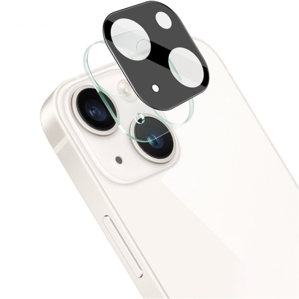 IMAK Hærdet Glas Linsebeskytter + Akryl Linsehætte til iPhone 14 / 14 Plus, Kamera Linsefilm Mod Slid (Sort Version)