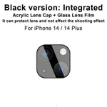 IMAK Hærdet Glas Linsebeskytter + Akryl Linsehætte til iPhone 14 / 14 Plus, Kamera Linsefilm Mod Slid (Sort Version)