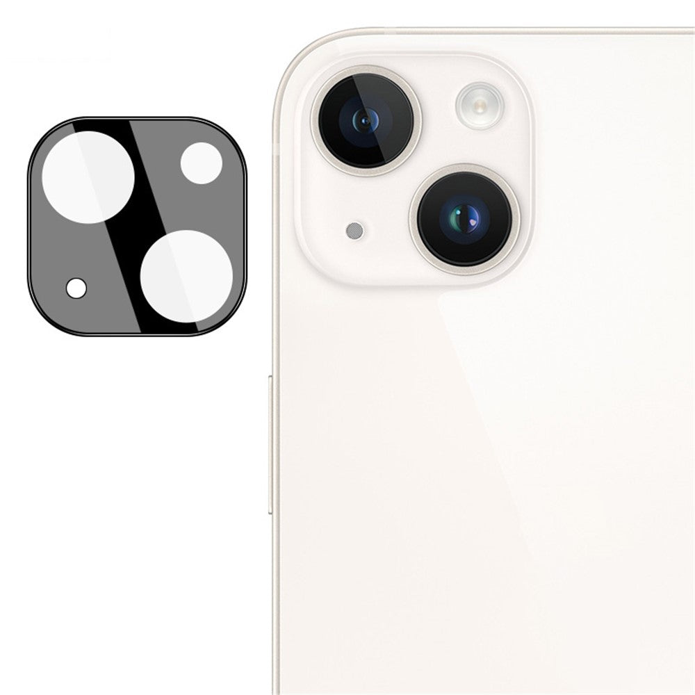 IMAK Hærdet Glas Linsebeskytter + Akryl Linsehætte til iPhone 14 / 14 Plus, Kamera Linsefilm Mod Slid (Sort Version)
