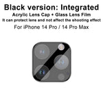 IMAK For iPhone 14 Pro / 14 Pro Max Tempered Glass Lens Film + Acrylic Lens Cap Anti-scratch Camera Lens Protector (Black Version)