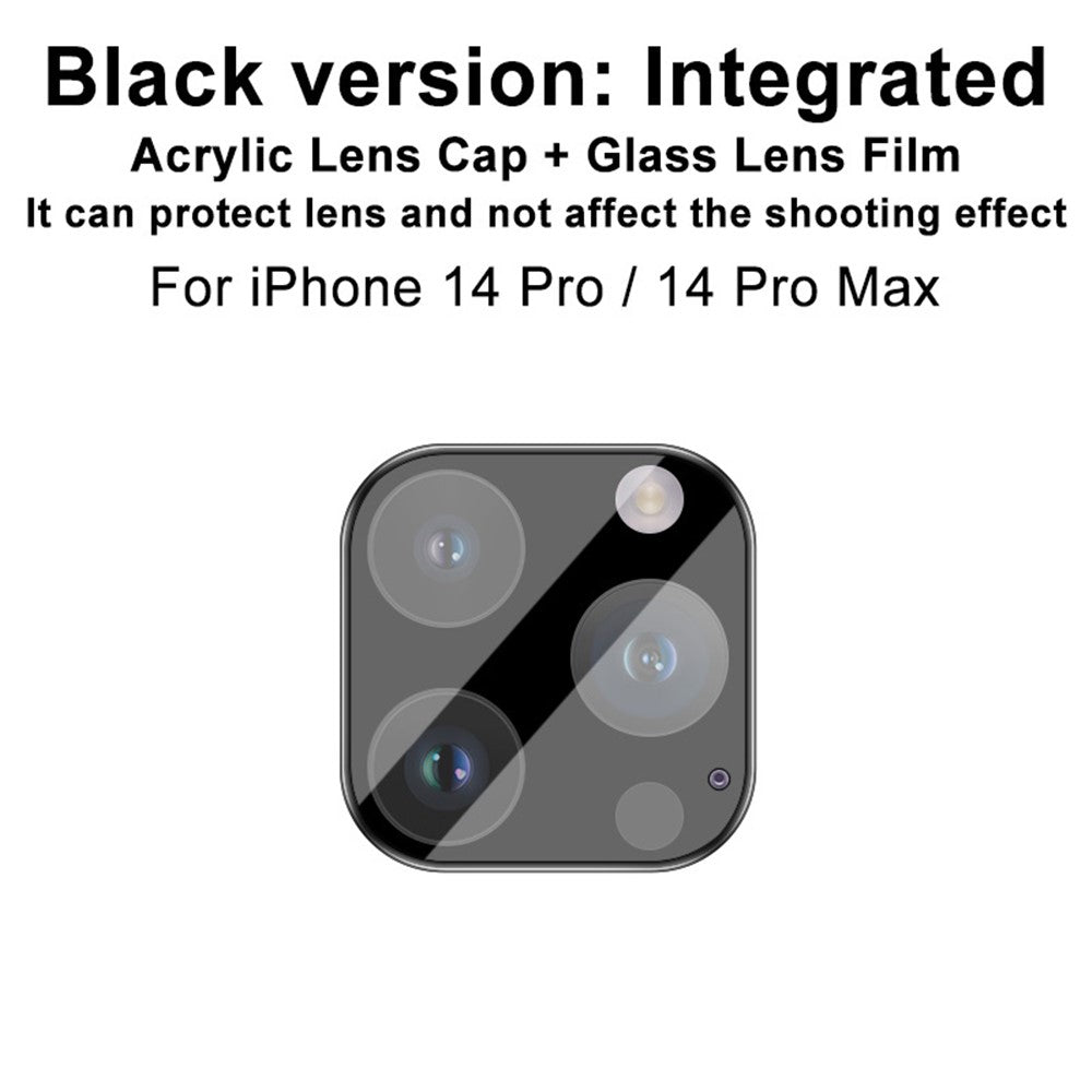 IMAK For iPhone 14 Pro / 14 Pro Max Tempered Glass Lens Film + Acrylic Lens Cap Anti-scratch Camera Lens Protector (Black Version)