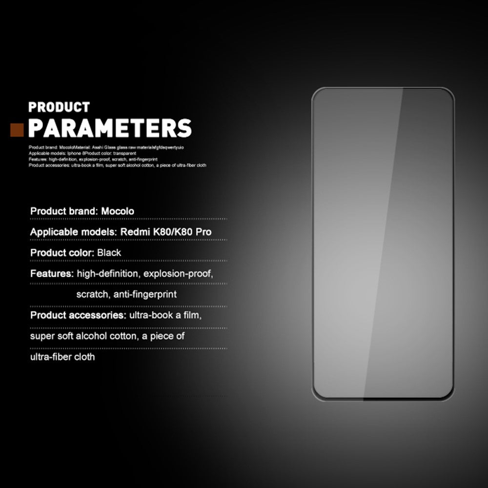 MOCOLO For Xiaomi Poco F7 Ultra 5G / Poco F7 Pro 5G / Redmi K80 5G / K80 Pro 5G Screen Protector Silk Printing Tempered Glass Film