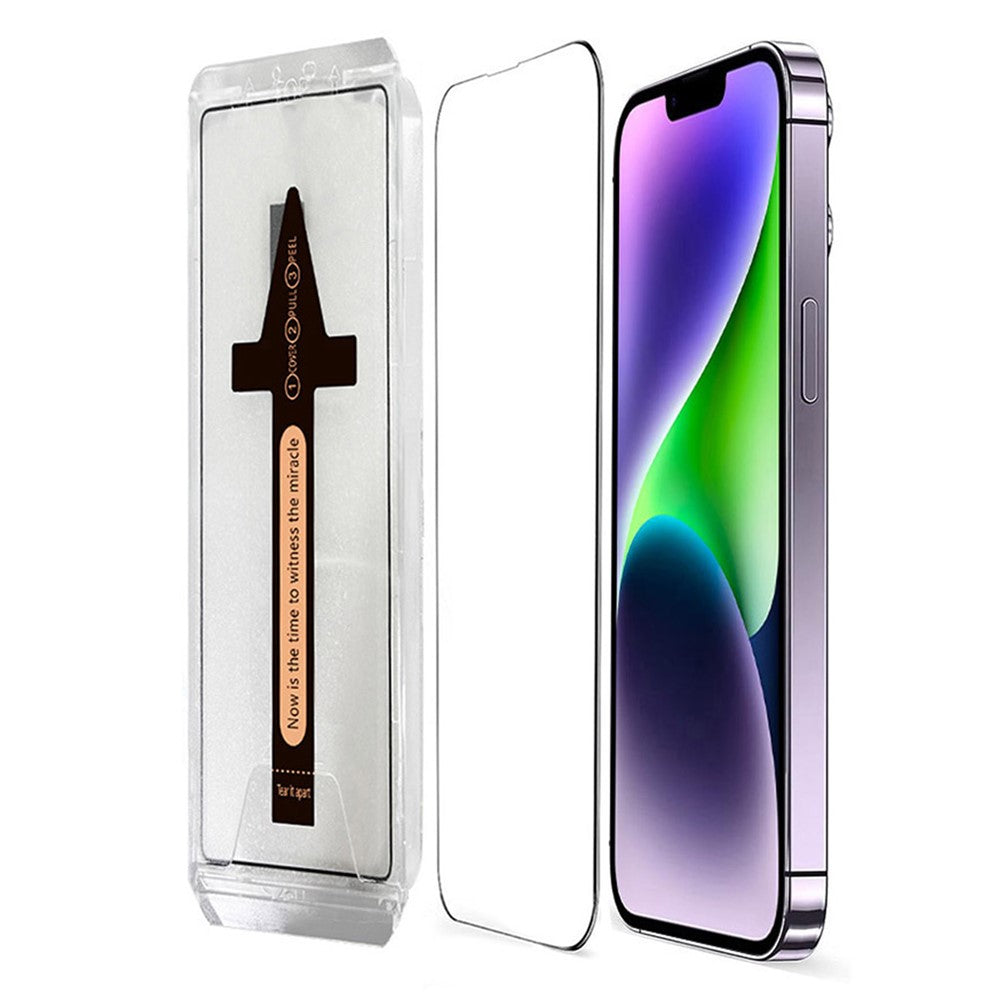 Til iPhone 14 Plus Hærdet Glas HD Klar Skærmbeskytter med Automatisk Støvfjernelsesværktøj