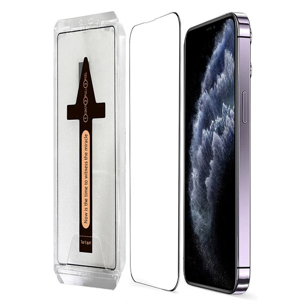 For iPhone 11 Pro Tempered Glass HD Clear Screen Protector with Automatic Dust Removal Tool
