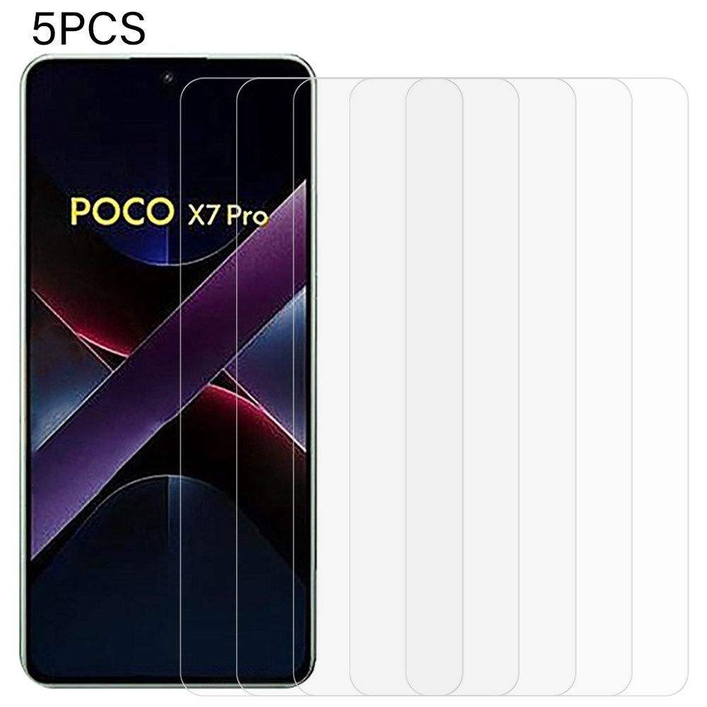 5 st för Xiaomi Poco X7 Pro 5G skärmskydd 0,3 mm 2,5D härdat glas klar film