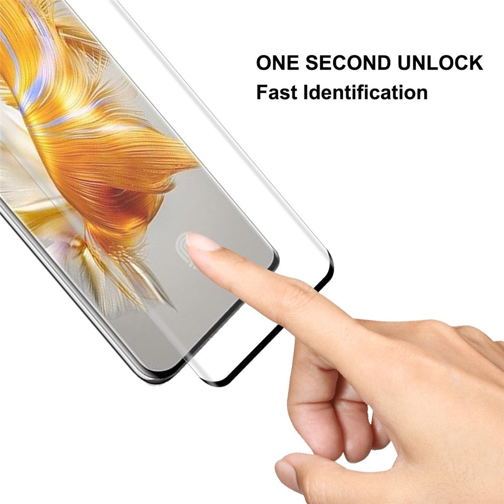ENKAY HAT PRINCE För Huawei Mate 50 Pro 4G Härdat Glas Film 3D Böjd Sidolim HD Helskärmsskydd Stöder Fingeravtryckslåsning