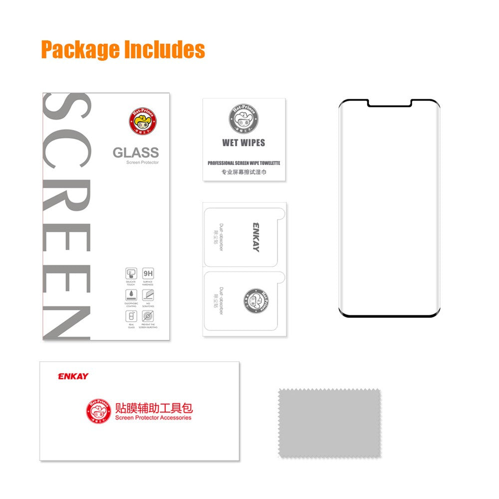 ENKAY HAT PRINCE För Huawei Mate 50 Pro 4G Härdat Glas Film 3D Böjd Sidolim HD Helskärmsskydd Stöder Fingeravtryckslåsning