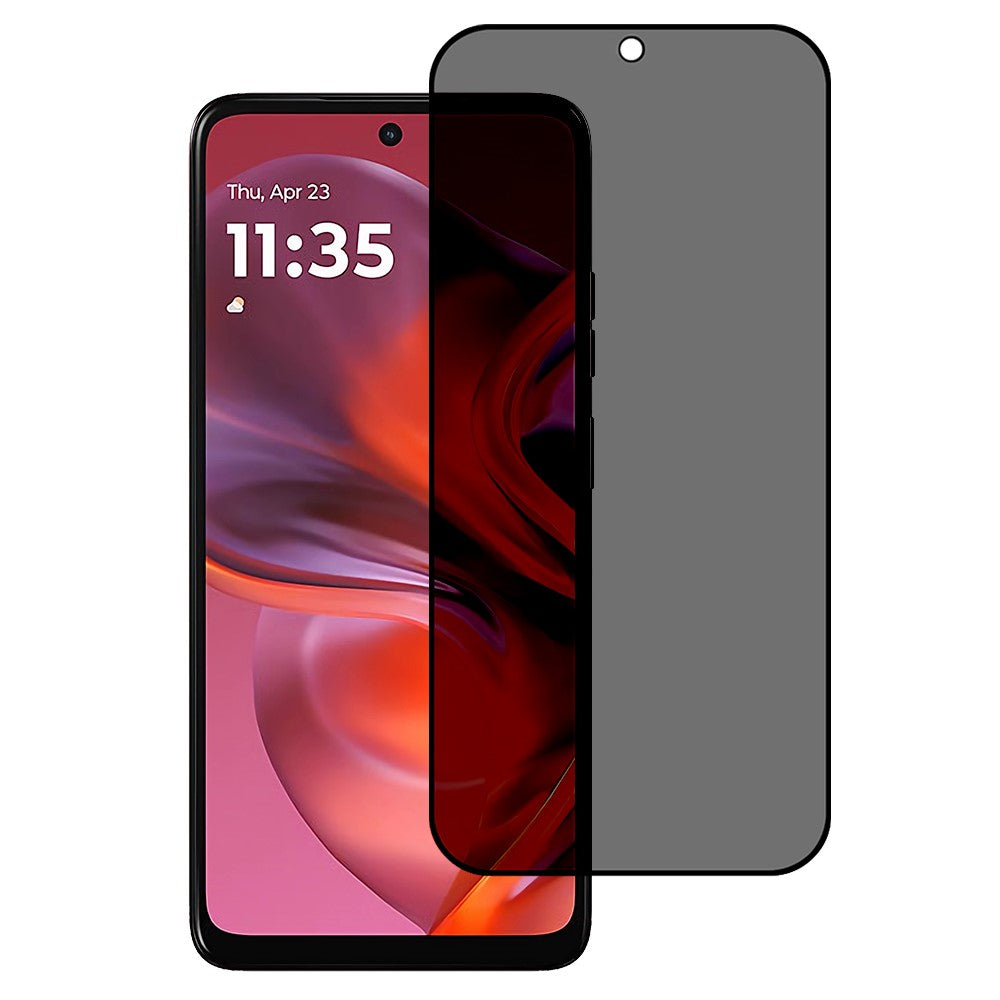 Anti-spionage skærmbeskyttelse til Motorola Moto G05 4G, fulddækkende hærdet glasfilm med silketryk