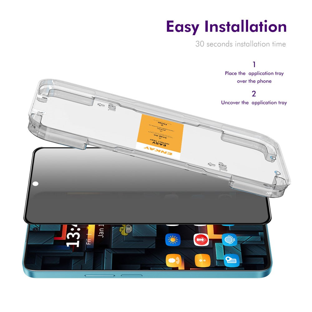 ENKAY HAT PRINCE For Honor X60 5G Anti-Spy Film   Silk Printing Tempered Glass Screen Protector with Installation Tool