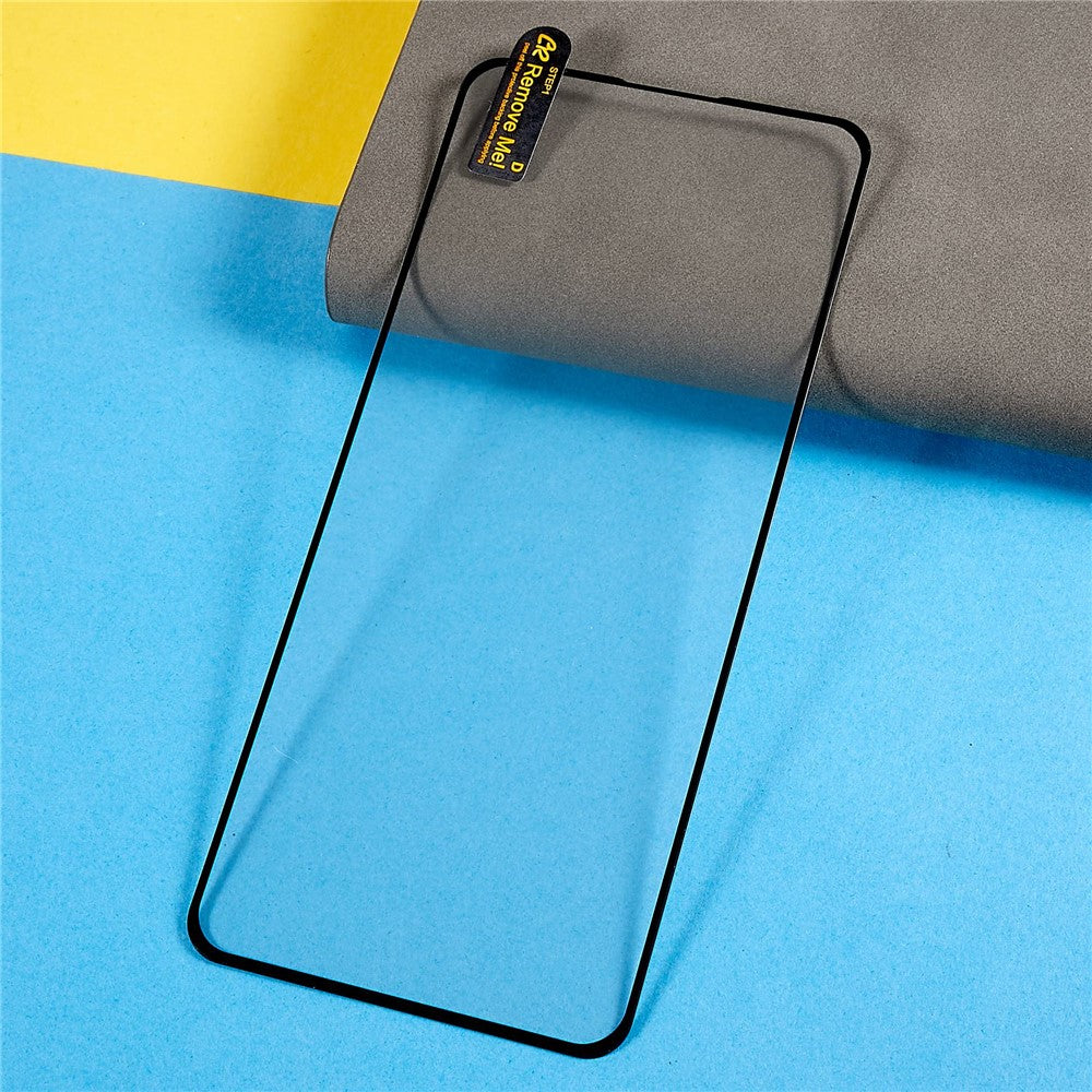 For Oppo Reno8 Lite 5G Silk Printing Anti-explosion Tempered Glass Screen Protector Scratch-resistant Full Glue Full Covering Screen Film