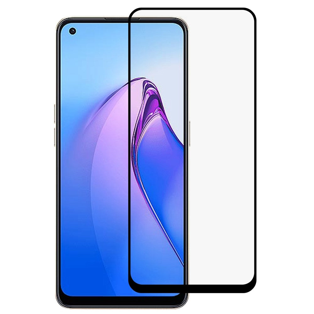 Full Covering Screen Protector For Oppo Reno8 5G (Global Version), Anti-explosion Full Glue Silk Printing HD Tempered Glass Screen Film