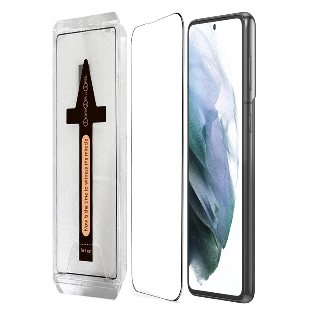 Til Samsung Galaxy S21+ 5G Hærdet Glas HD Klar Skærmbeskytter med Automatisk Støvfjernelsesværktøj