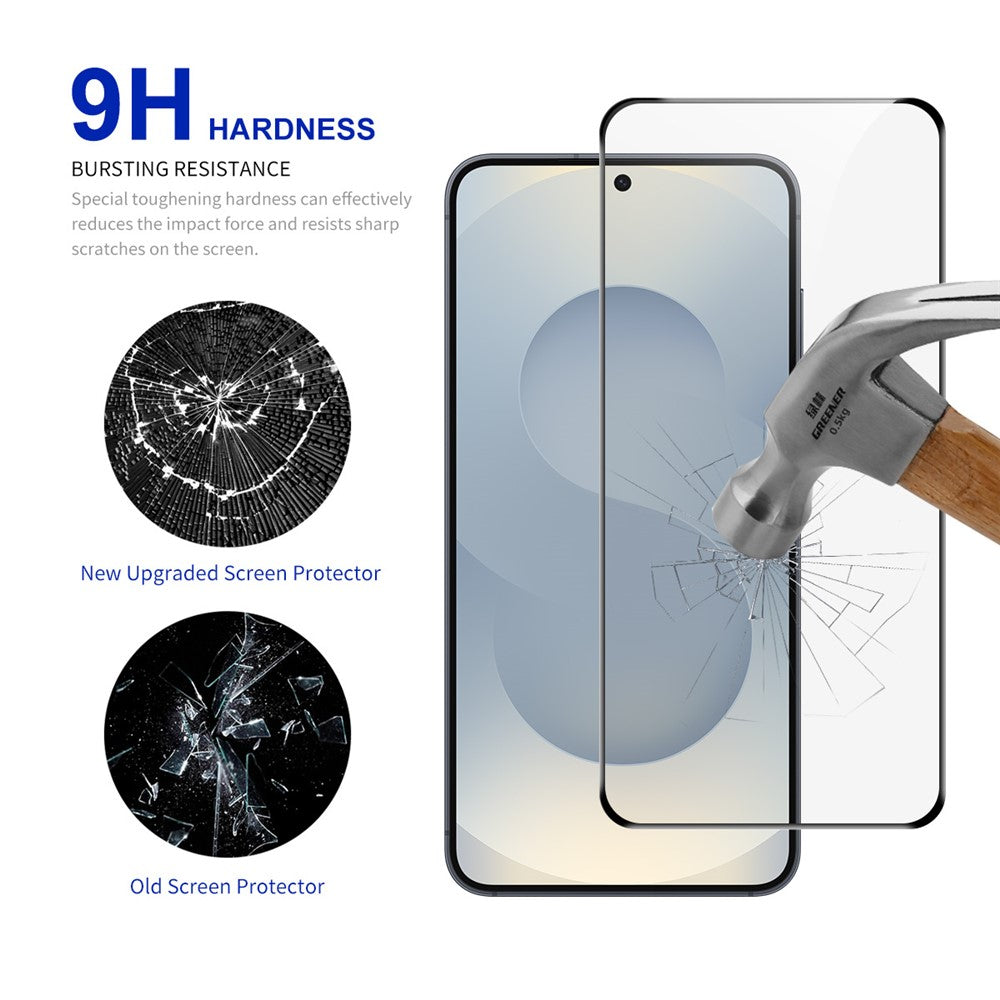 RURIHAI För Samsung Galaxy S25 Edge Helklistrande Skärmskydd Hög Aluminium Silikon Glasfilm, Ultraljuds Fingeravtryckslåsning