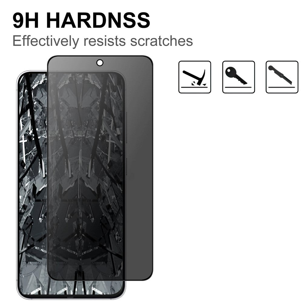 Til Samsung Galaxy S25 Edge hærdet glasfilm 2.5D Arc kant Anti-Spy (oplåsning med fingeraftryk)