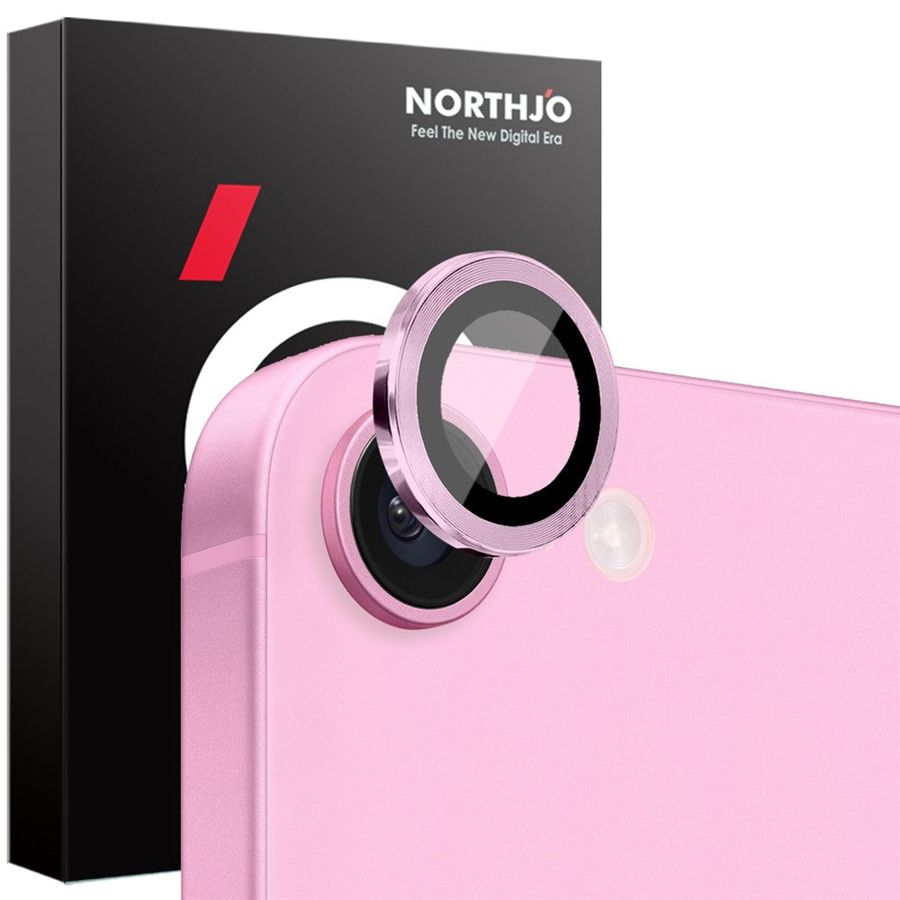NORTHJO 1 sæt til iPhone 17e / 16e kameralinsefilm + hærdet glas + linsebeskytter med metalring
