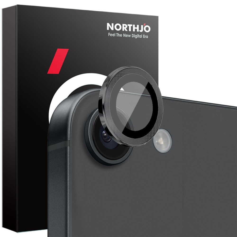 NORTHJO 1 sæt til iPhone 17e / 16e kameralinsefilm + hærdet glas + linsebeskytter med metalring