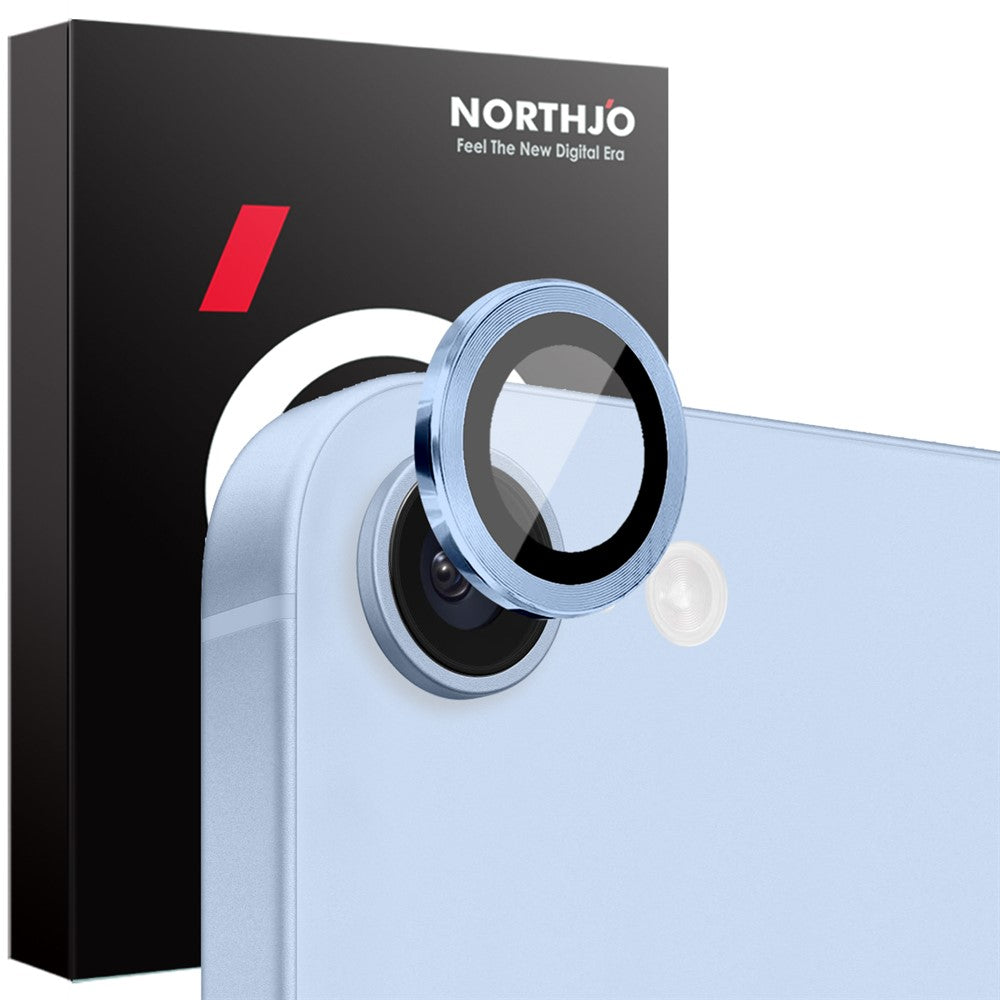 NORTHJO 1 sæt til iPhone 17e / 16e kameralinsefilm + hærdet glas + linsebeskytter med metalring