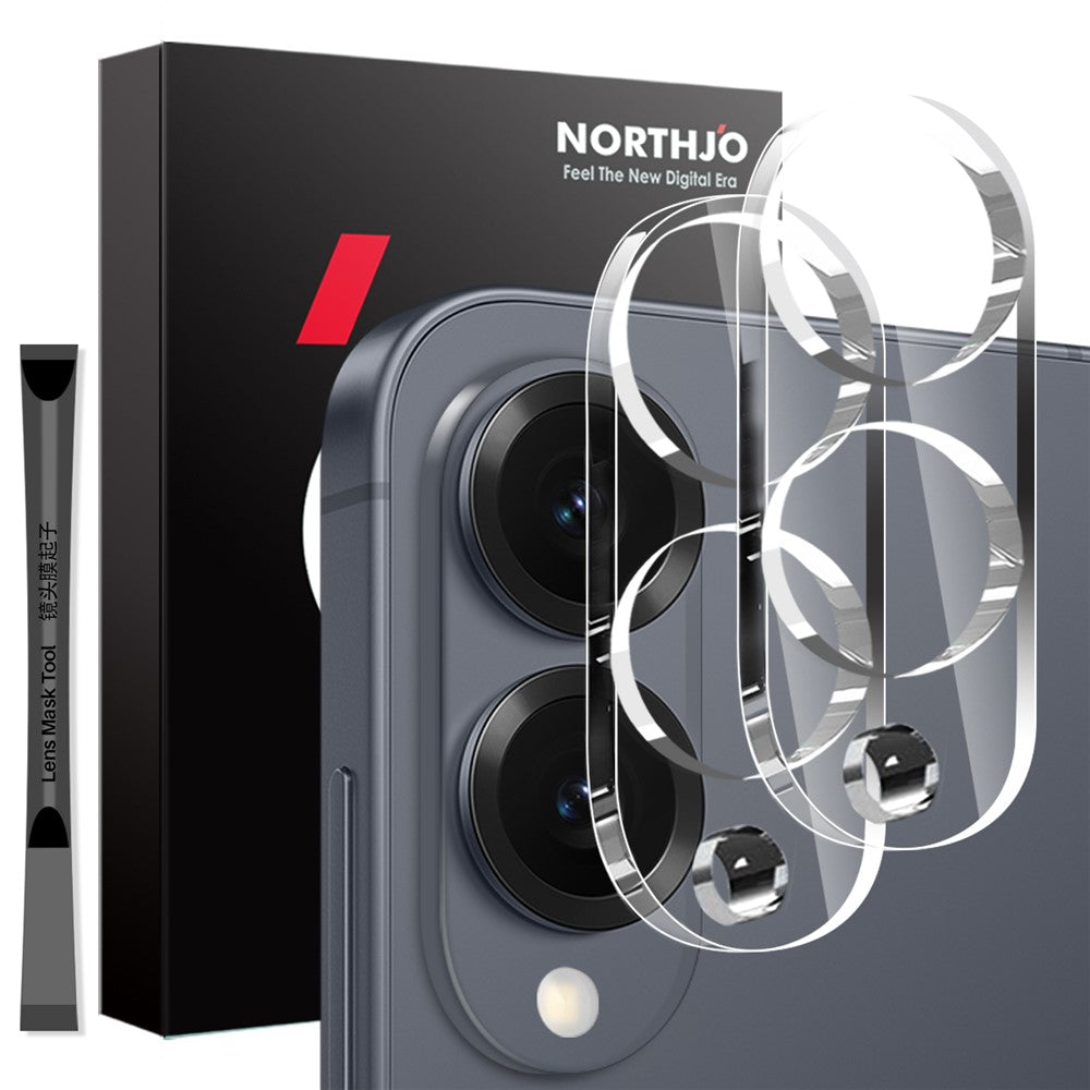 NORTHJO 2Pcs For Samsung Galaxy S25 Edge Tempered Glass Camera Lens Protector Clear 3D Integrated Full Coverage