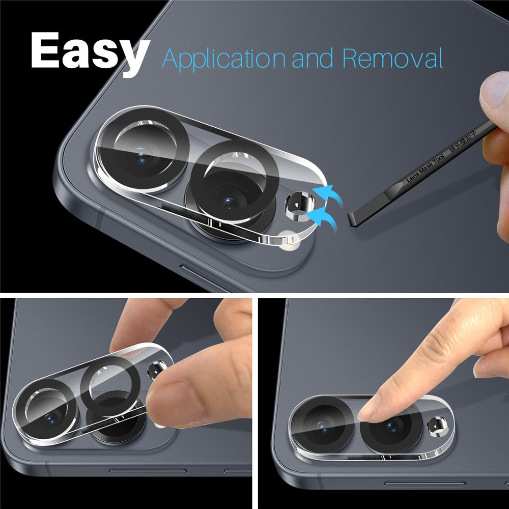 NORTHJO 2 stk. til Samsung Galaxy S25 Edge Kameralinsebeskytter Sorte Cirkler 3D Fuld Dækning Klar Hærdet Glas Linsefilm