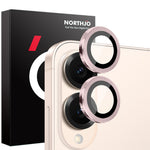 NORTHJO 1 set härdat glas för kameralinsen på Samsung Galaxy S25 Edge, CD-mönstrad metallring och linsskydd