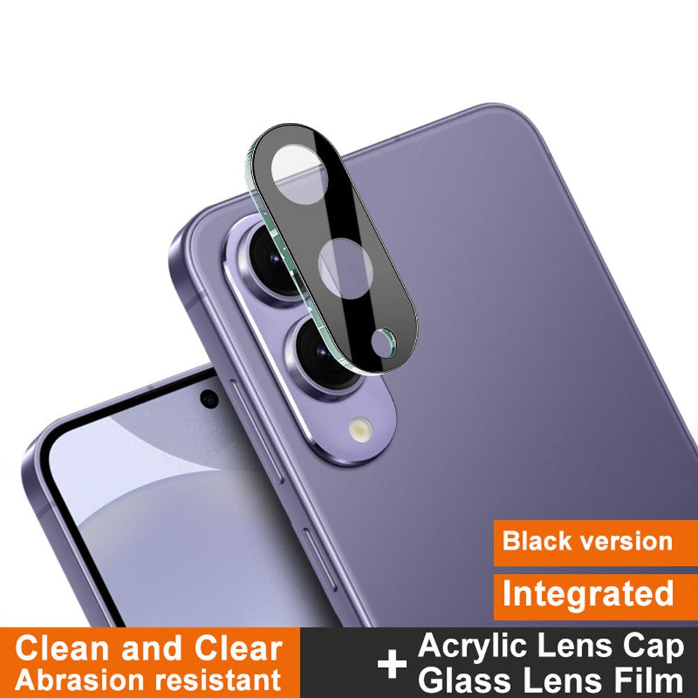 IMAK Til Samsung Galaxy S25 Edge Hærdet Glas Linsefilm + Akrylhætte (Sort Version)