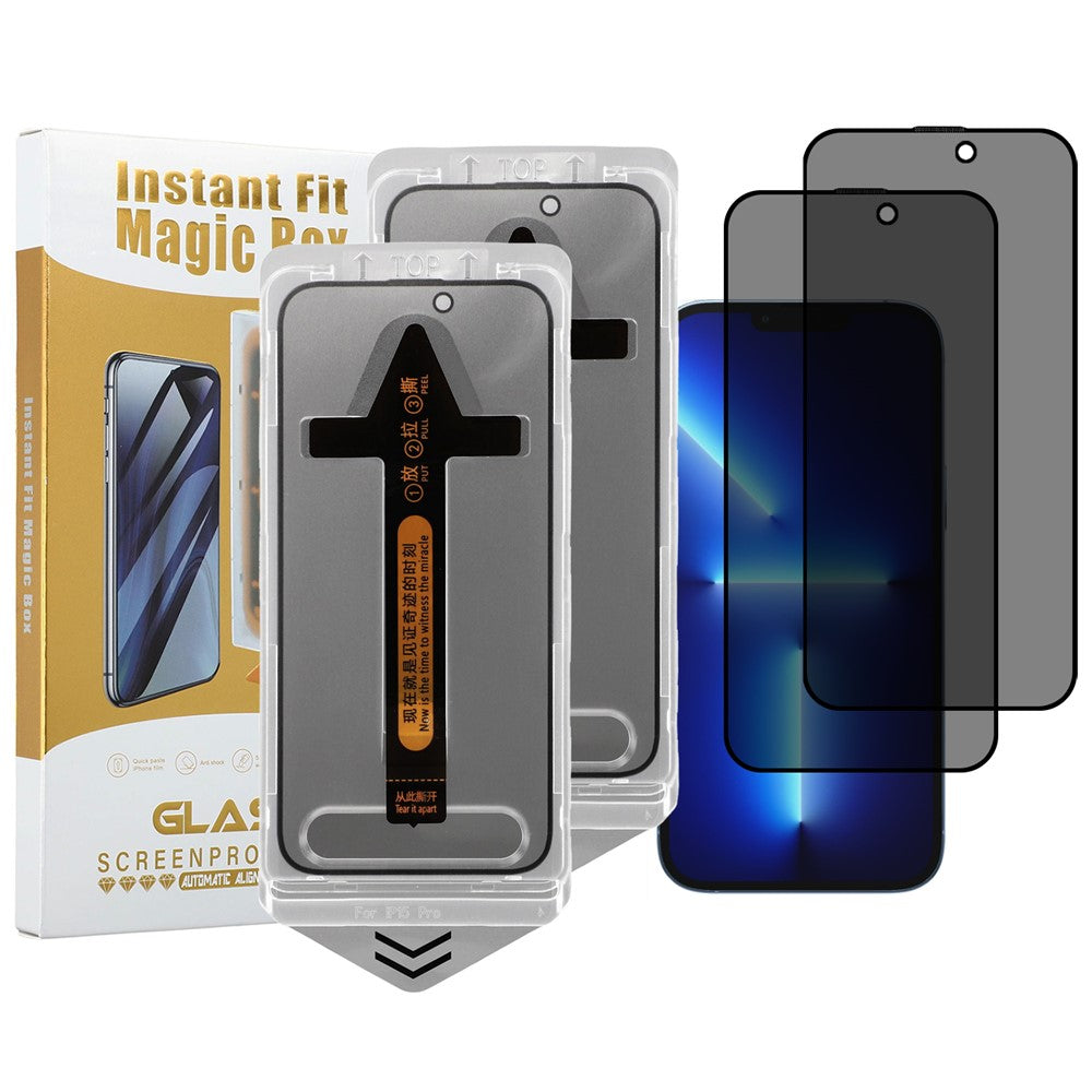 2 st. för iPhone 14 Plus / 13 Pro Max skärmskydd anti-spionage hög aluminium silikonglasfilm med dammborttagningsverktyg