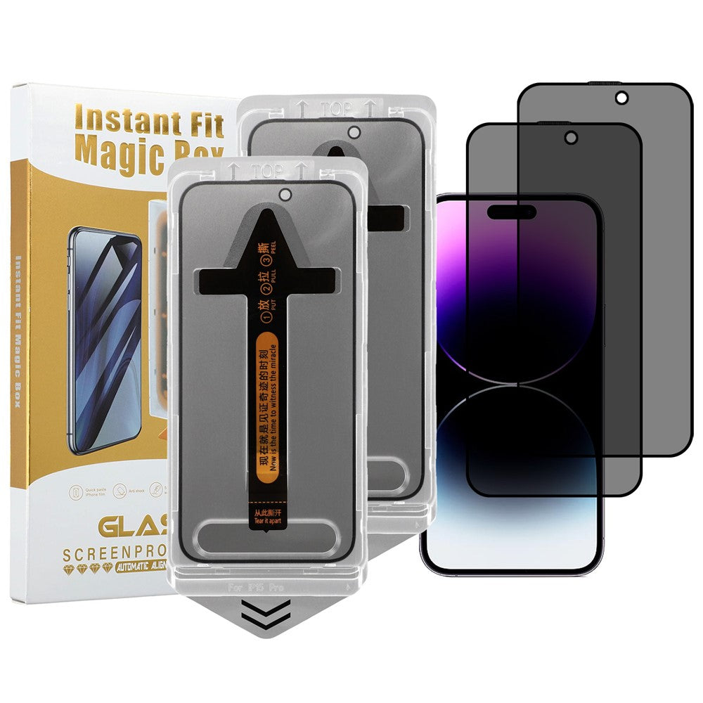2Pcs For iPhone 14 Pro Screen Protector Anti Spy High Aluminium Silicon Glass Film with Dust Removal Tool