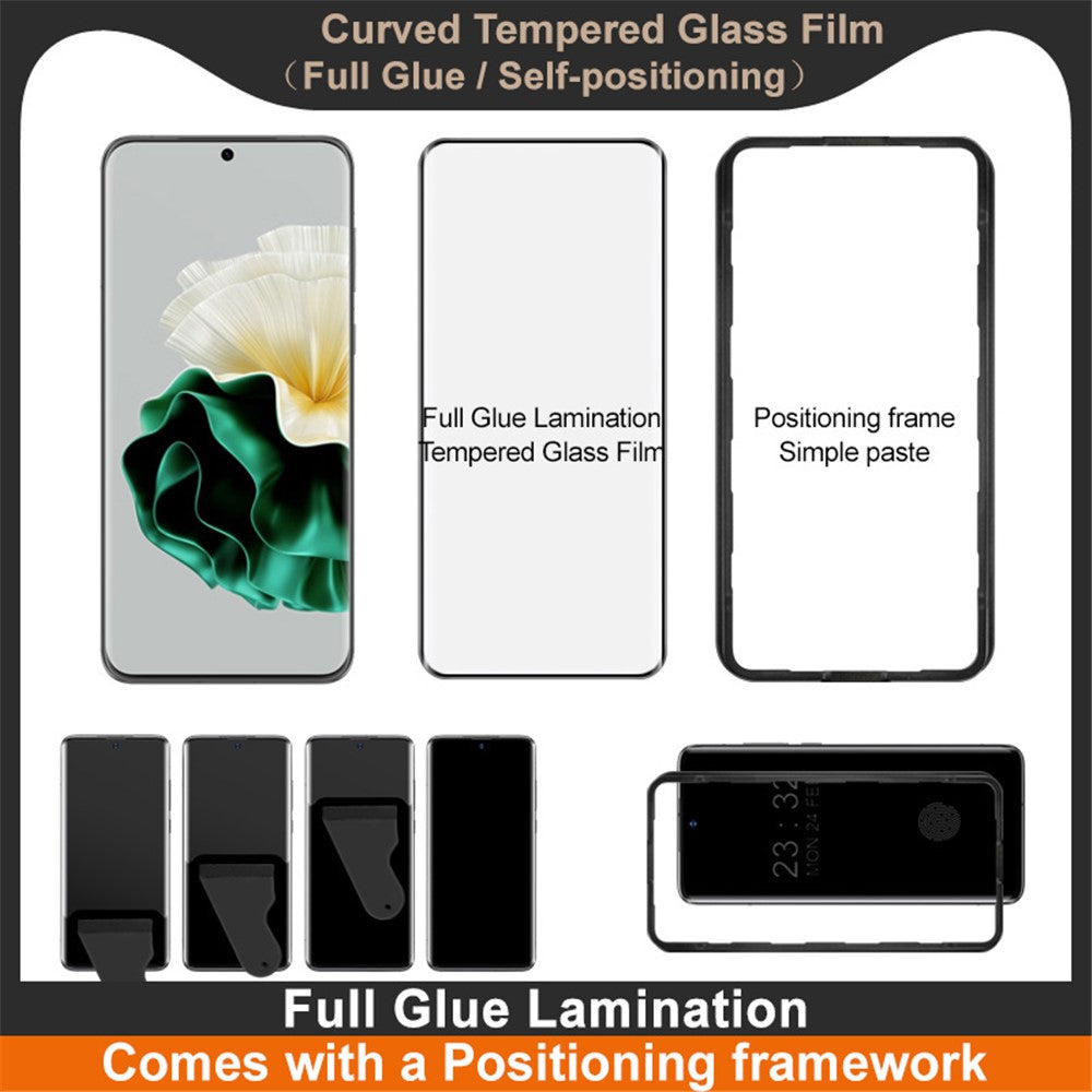 IMAK För Huawei P60 Pro Skärmskydd Helhäftande 3D Böjd Härdat Glasfilm med Positioneringsram