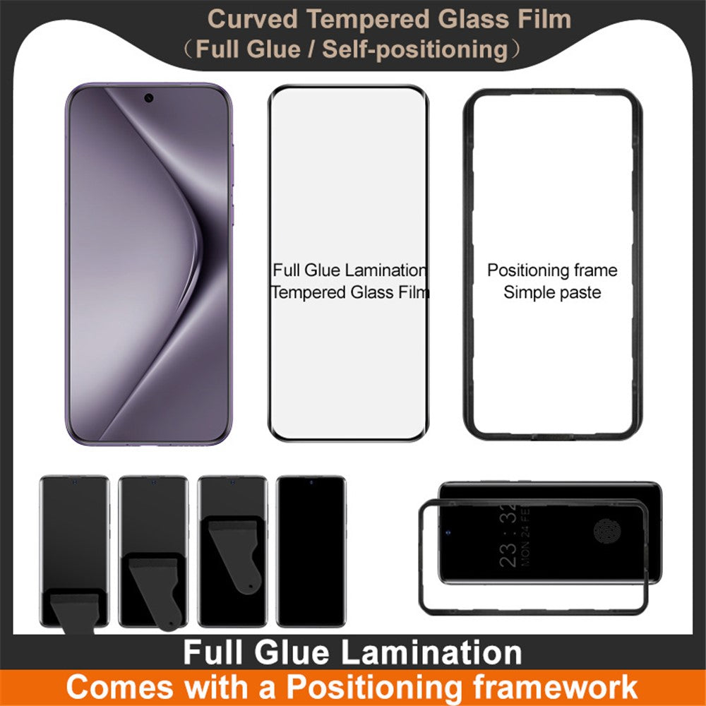IMAK Skärmskydd för Huawei Pura 70 Pro / Pura 70 Pro+ / Pura 70 Ultra Full Glue 3D Böjd Härdat Glasfilm med Positioneringsram
