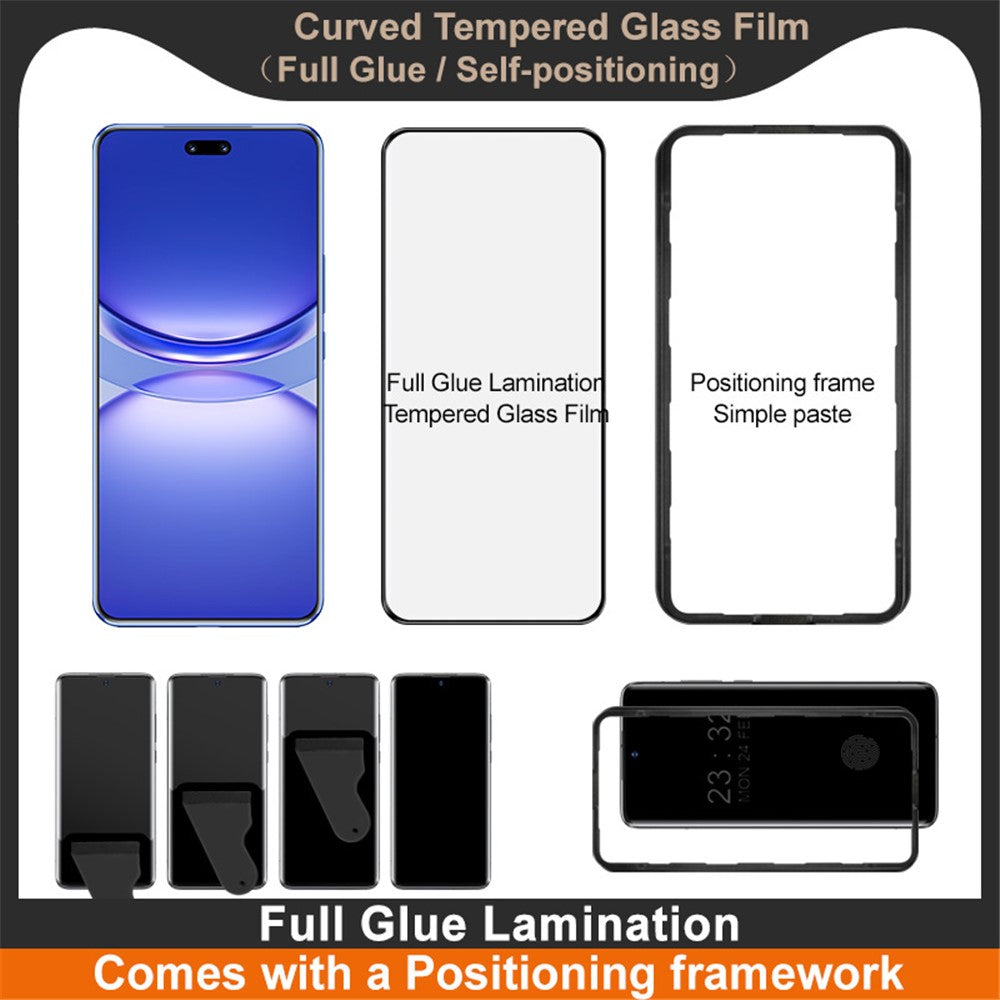 IMAK Screen Protector For Huawei nova 12 Pro 5G / nova 12 Ultra 5G / nova 13 Pro 5G Full Glue 3D Curved Tempered Glass Film with Positioning Frame