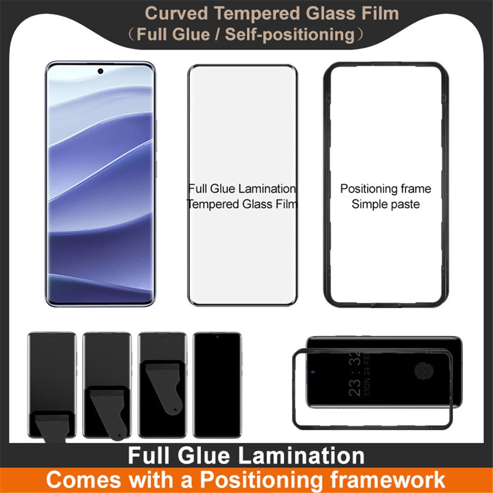 IMAK Skärmskydd för Xiaomi Redmi Note 14 Pro 5G / Note 14 Pro+ 5G / Poco X7 5G Helhäftande 3D-böjd härdad glasfilm med positioneringsram