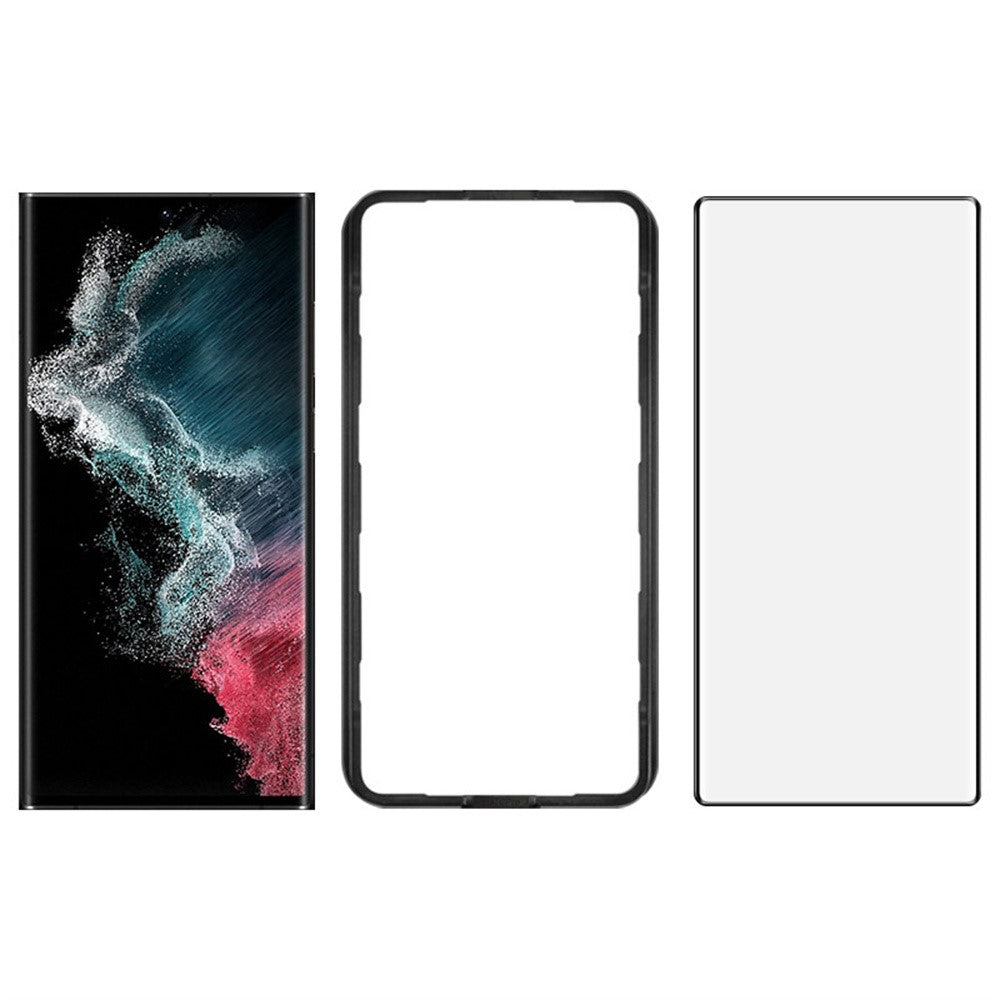 IMAK-skærmbeskyttelse til Samsung Galaxy S22 Ultra 5G, fuldklæbende 3D-buet hærdet glasfilm med placeringsramme