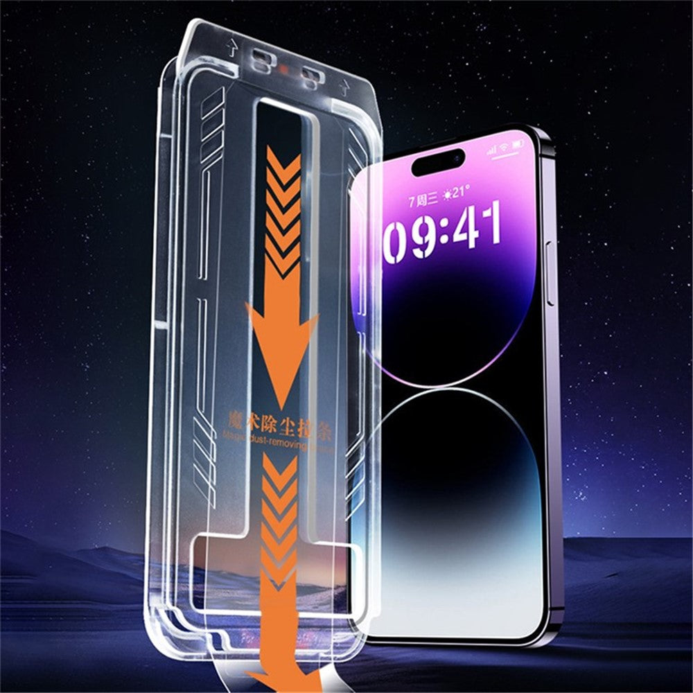 Til iPhone 16 skærmbeskytter Automatisk støvfjernelse Hærdet glas HD Klar film med automatisk justeringsværktøj